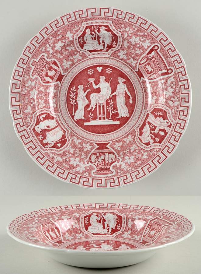 Greek Red Large Rim Soup Bowl by Spode-1