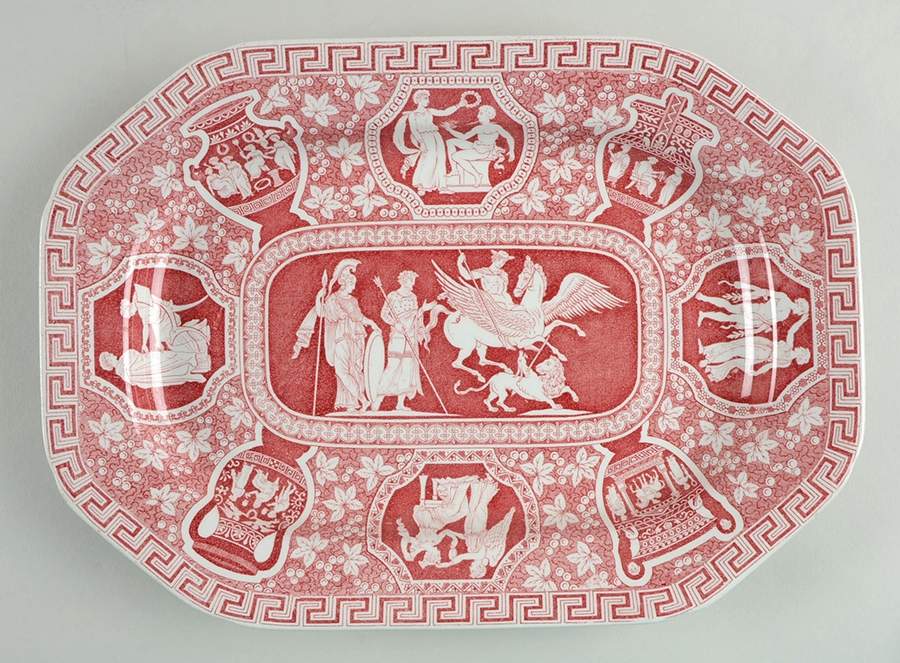 Greek Red 12" Oval Serving Platter by Spode-1