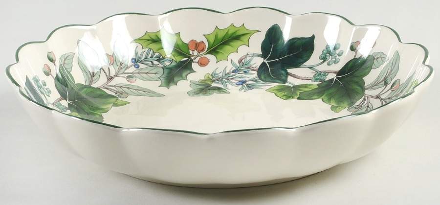 Green Garland Large Round Fluted Bowl by Spode-1