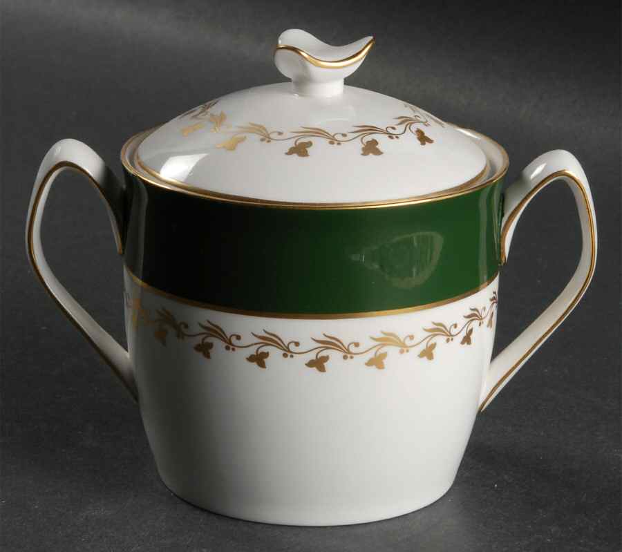 Green Velvet Sugar Bowl & Lid by Spode-1