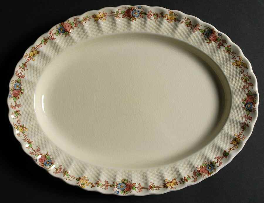 Hazel Dell Cream 13" Oval Serving Platter by Spode-1