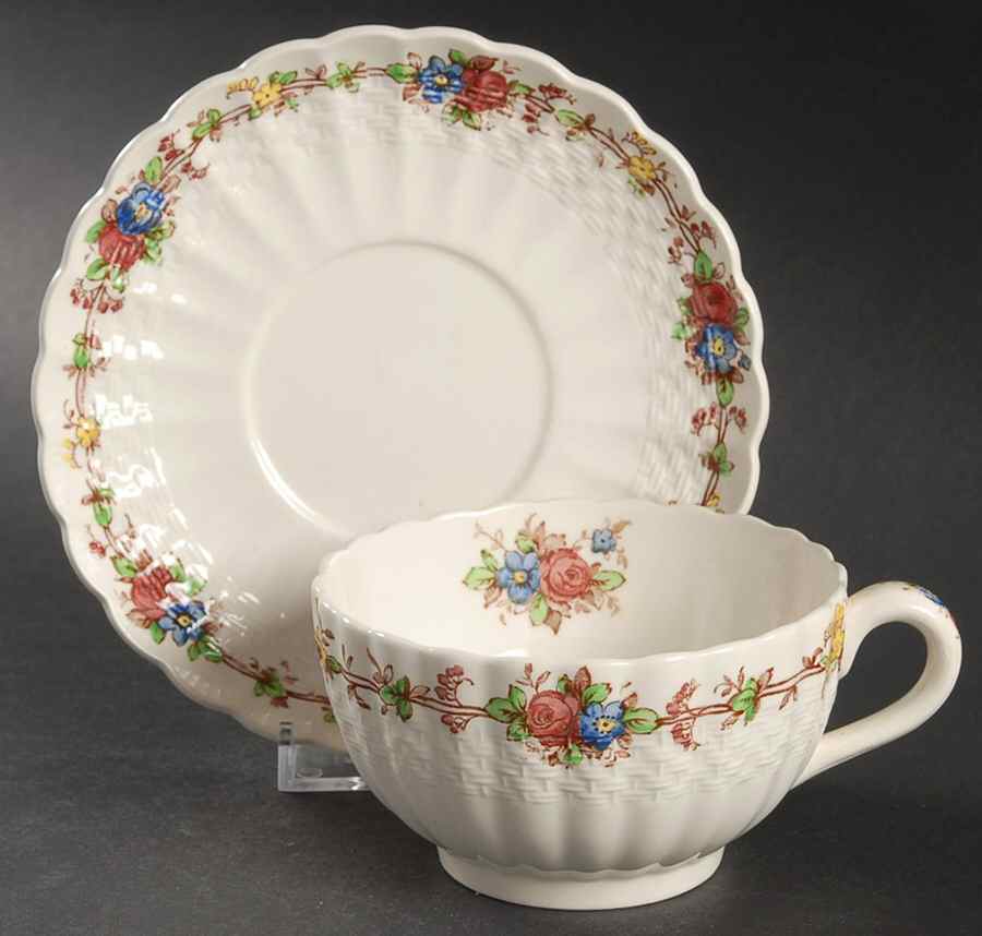 Hazel Dell Cream Footed Cup & Saucer Set by Spode-1