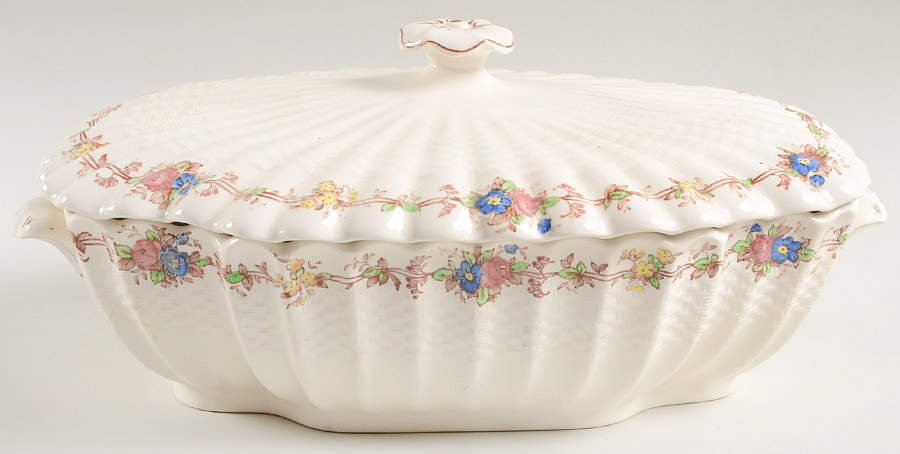 Hazel Dell Off White Oval Covered Vegetable by Spode-1