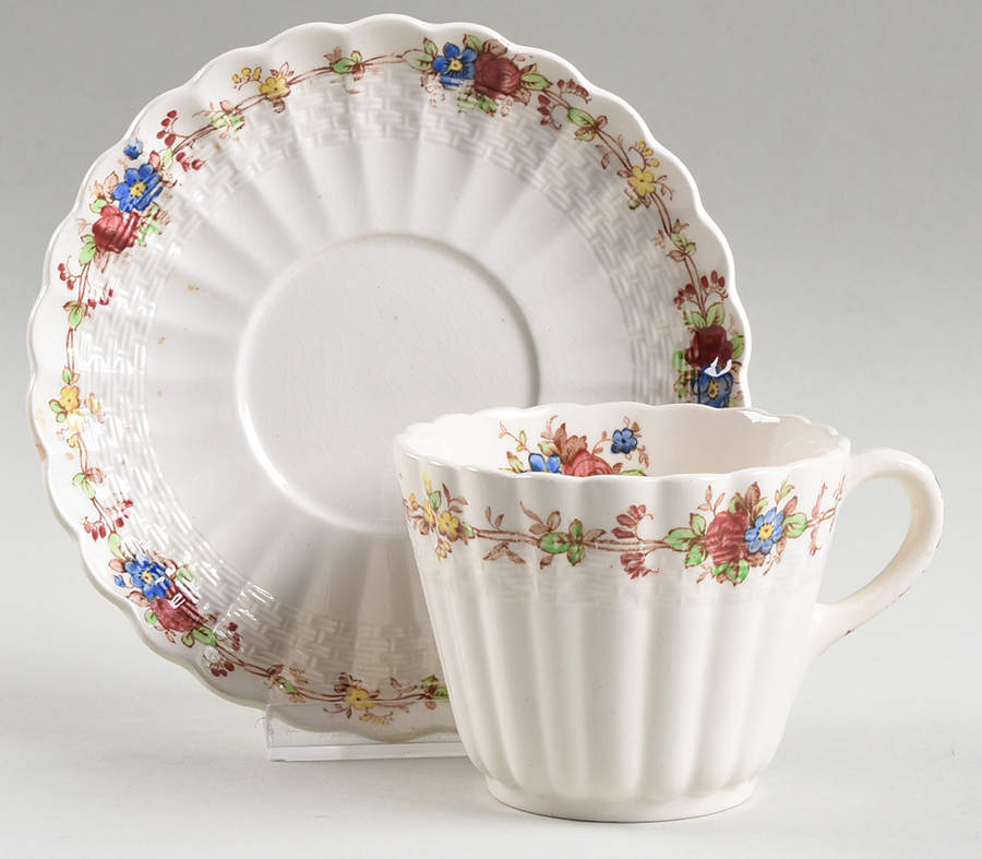 Hazel Dell Off White Flat Cup & Saucer Set by Spode-1