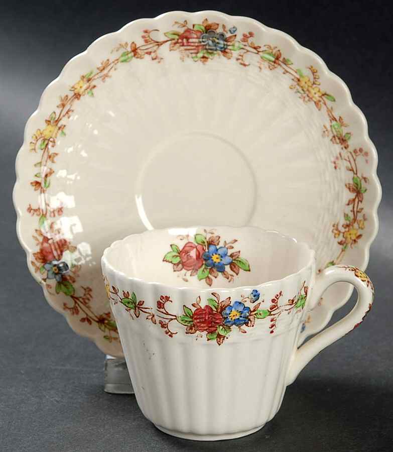 Hazel Dell Off White Flat Demitasse Cup & Saucer Set by Spode-1