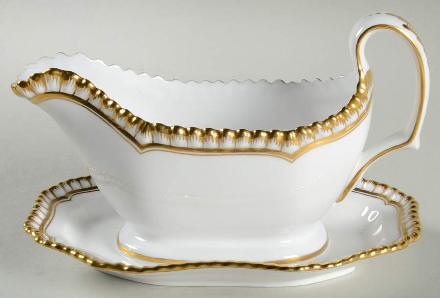 Hallmark (Gadroon Shape) Gravy Boat with Attached Underplate by Spode-1