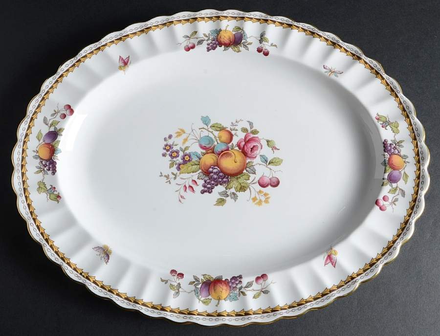 Harvest Rose (Gold Trim) 14" Oval Serving Platter by Spode-1