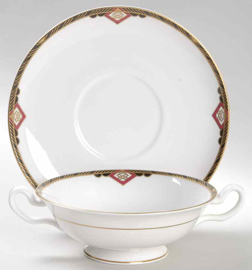 Harvard Footed Cream Soup Bowl & Saucer Set by Spode-1