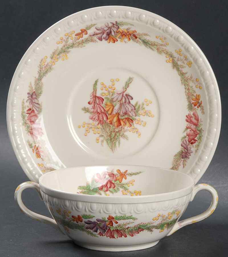 Heath Footed Cream Soup Bowl & Saucer Set by Spode-1