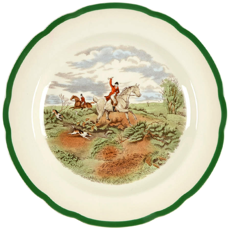 Herring Hunt, The Hunt (Green, Scalloped) Dinner Plate by Spode-1