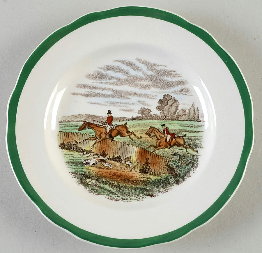 Herring Hunt, The Hunt (Green, Scalloped) Bread & Butter Plate by Spode-1