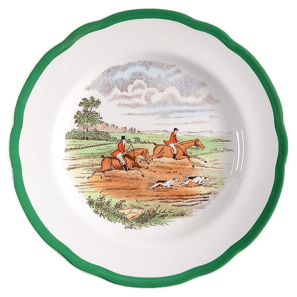 Herring Hunt, The Hunt (Green, Scalloped) Bread & Butter Plate by Spode-1