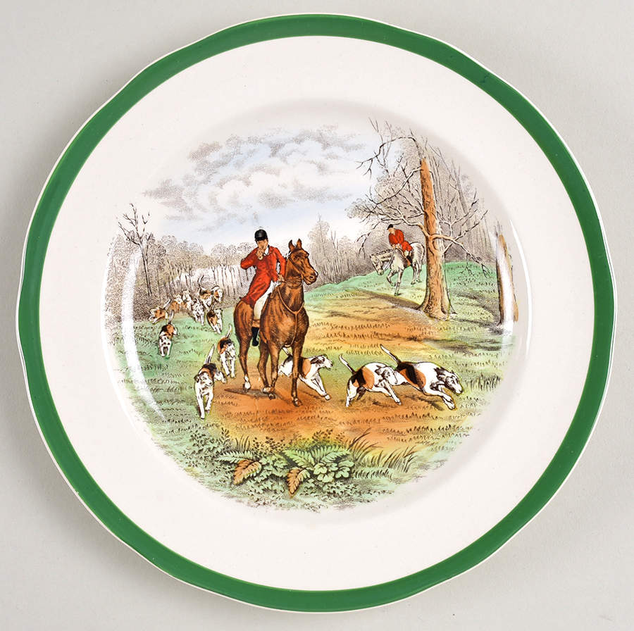 Herring Hunt, The Hunt (Green, Scalloped) Salad Plate by Spode-1