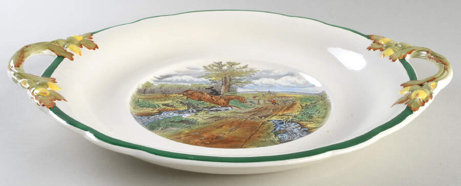 Herring Hunt, The Hunt (Green, Scalloped) Underplate for Tureen by Spode-1