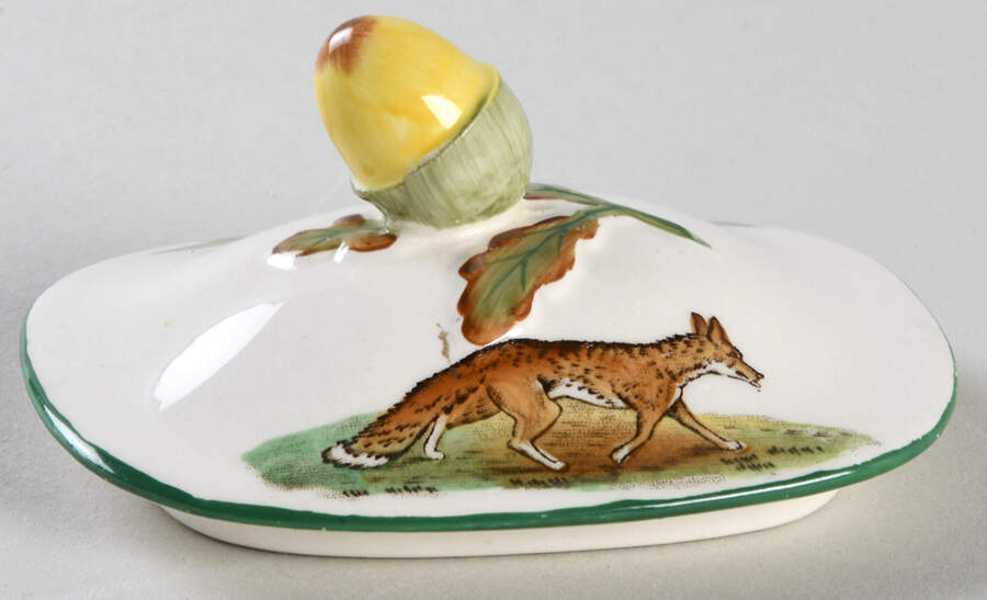 Herring Hunt, The Hunt (Green, Scalloped) Lid for Sugar Bowl by Spode-1
