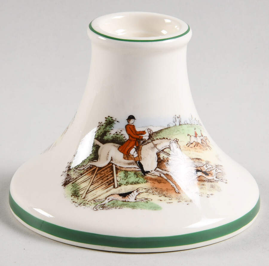 Herring Hunt, The Hunt (Green, Scalloped) 3" Candlestick by Spode-1