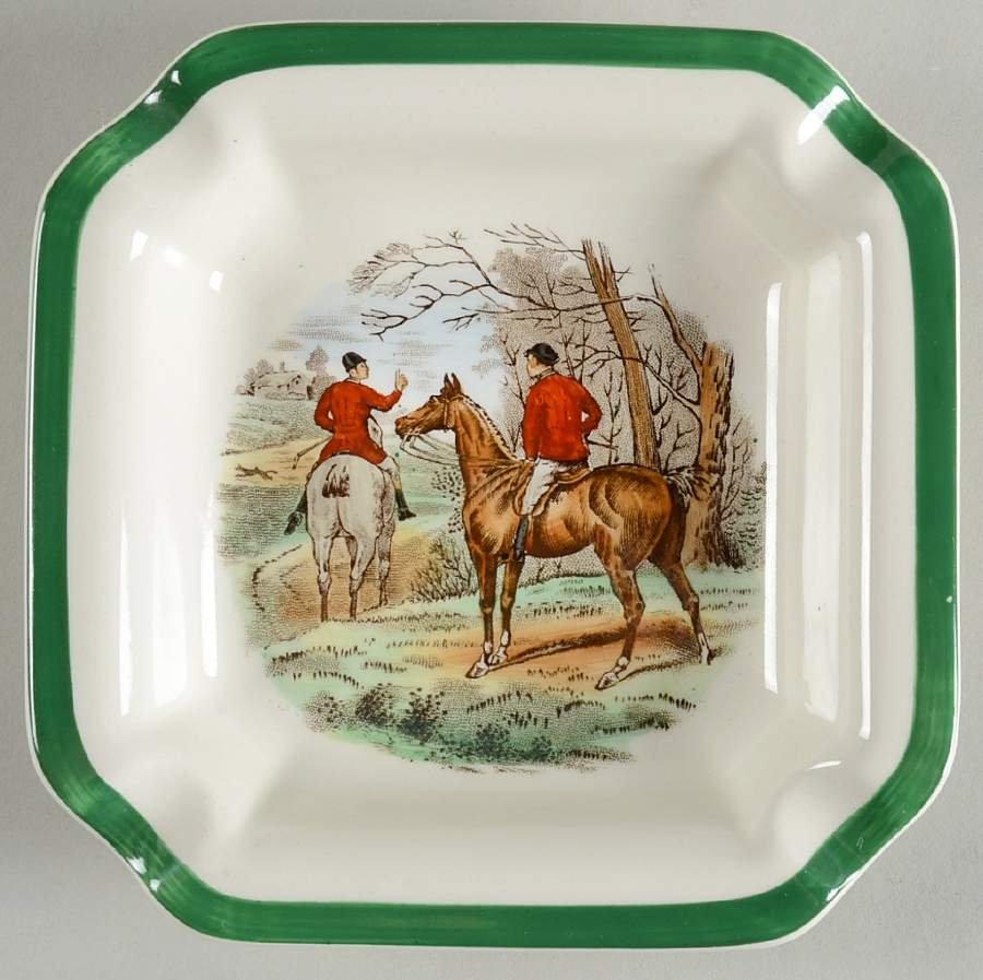 Herring Hunt, The Hunt (Green, Scalloped) 4" Ashtray by Spode-1