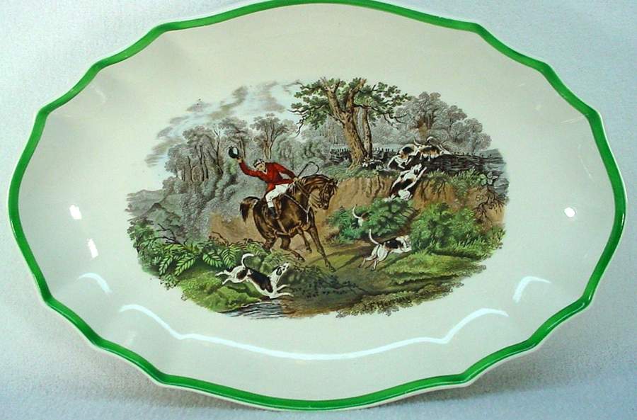 Herring Hunt, The Hunt (Green, Scalloped) Celery by Spode-1