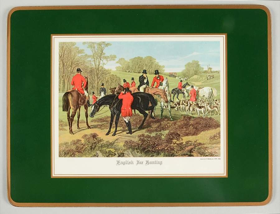 Herring Hunt, The Hunt (Green, Scalloped) Corkboard Placemat by Spode-1