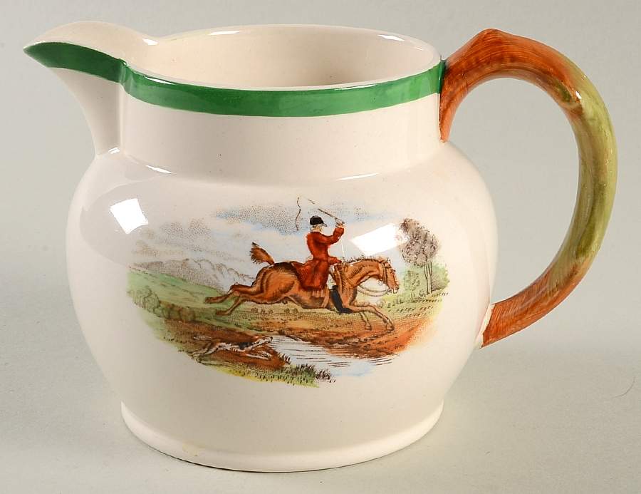 Herring Hunt, The Hunt (Green, Scalloped) Creamer by Spode-1