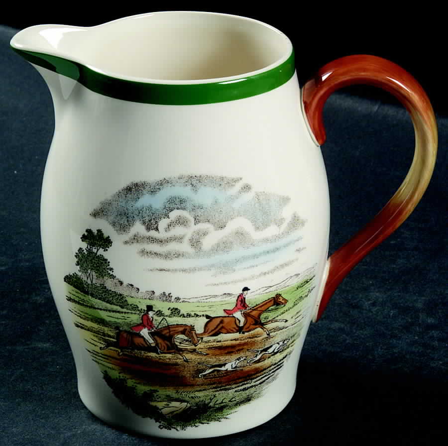 Herring Hunt, The Hunt (Green, Scalloped) 24 Oz Liverpool Jug by Spode-1