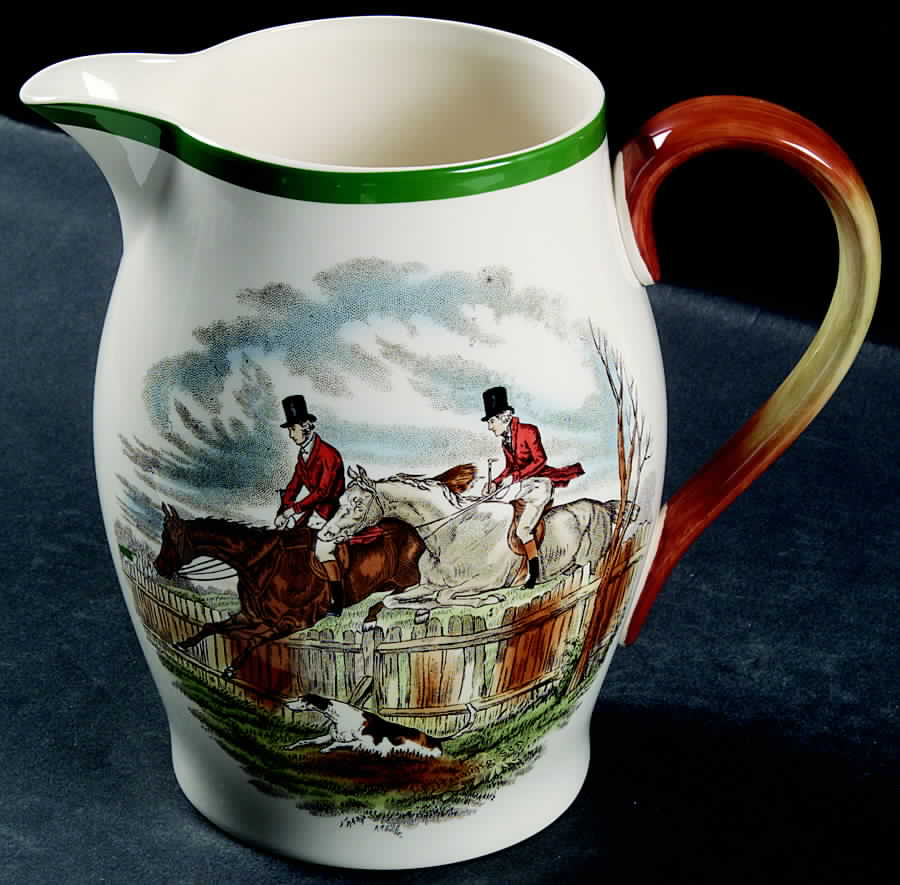 Herring Hunt, The Hunt (Green, Scalloped) 40 Oz Liverpool Jug by Spode-1