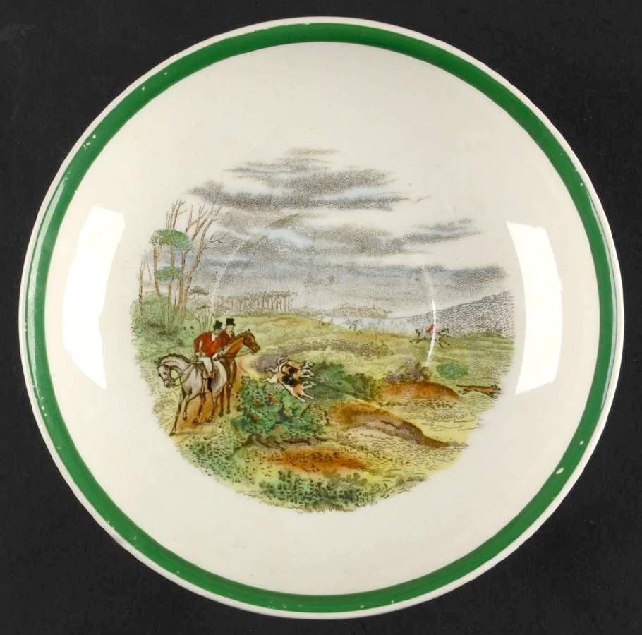 Herring Hunt, The Hunt (Green, Scalloped) Saucer for Jumbo Cup by Spode-1