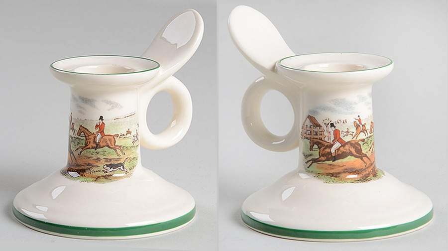 Herring Hunt, The Hunt (Green, Scalloped) 2" Candlestick by Spode-1