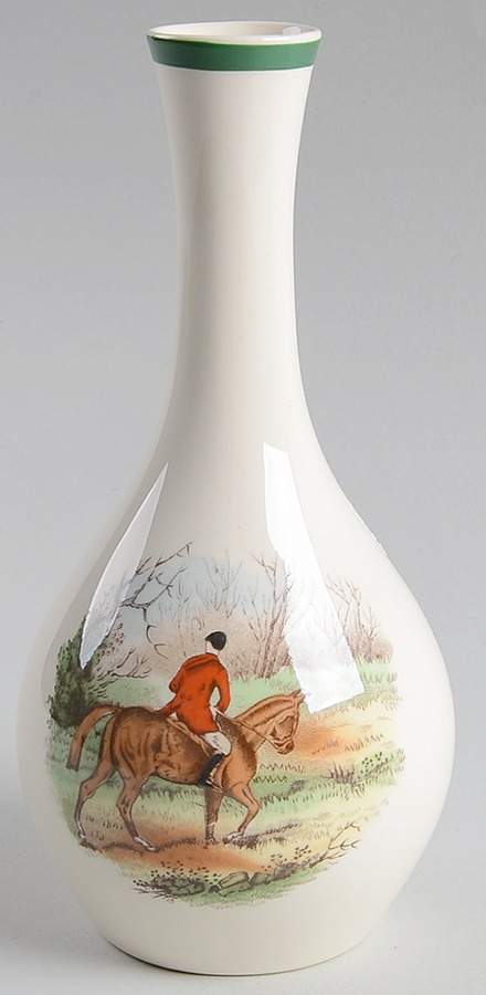 Herring Hunt, The Hunt (Green, Scalloped) 7" Bud Vase by Spode-1