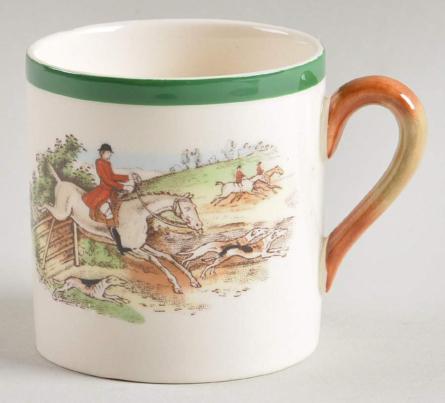 Herring Hunt, The Hunt (Green, Scalloped) Flat Demitasse Cup by Spode-1