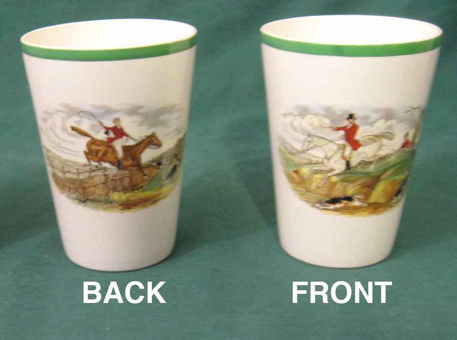 Herring Hunt, The Hunt (Green, Scalloped) Tall China Tumbler by Spode-1