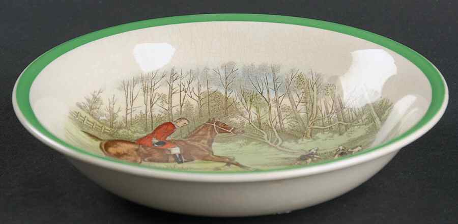 Herring Hunt, The Hunt (Green, Scalloped) Coupe Cereal Bowl by Spode-1