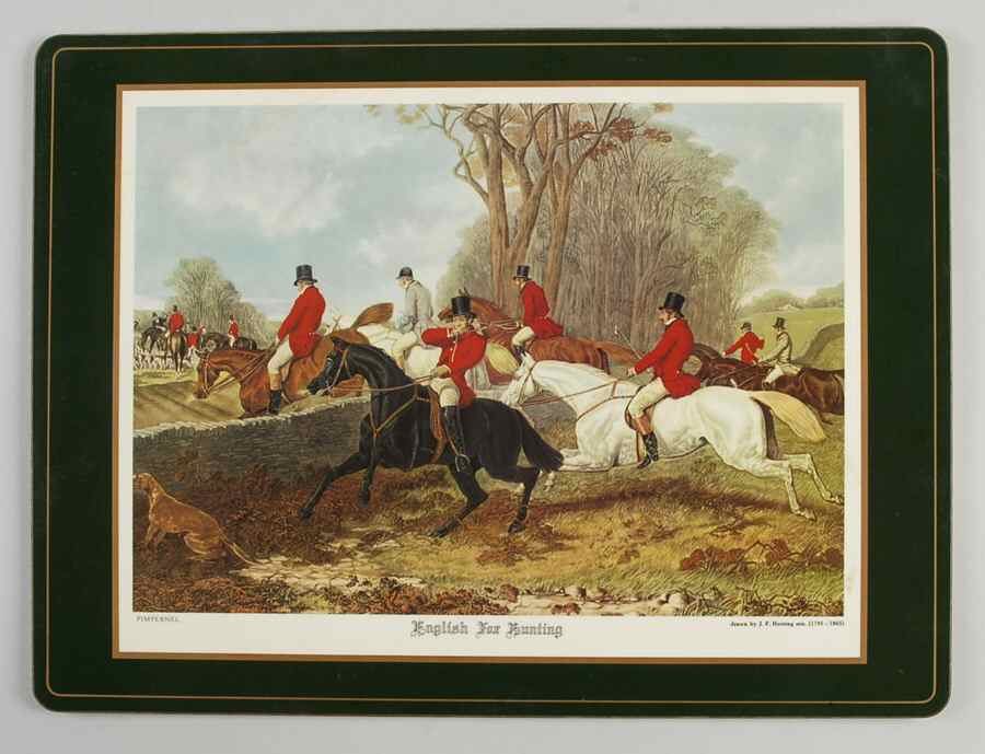 Herring Hunt, The Hunt (Green, Scalloped) Placemat-Corkboard by Spode-1