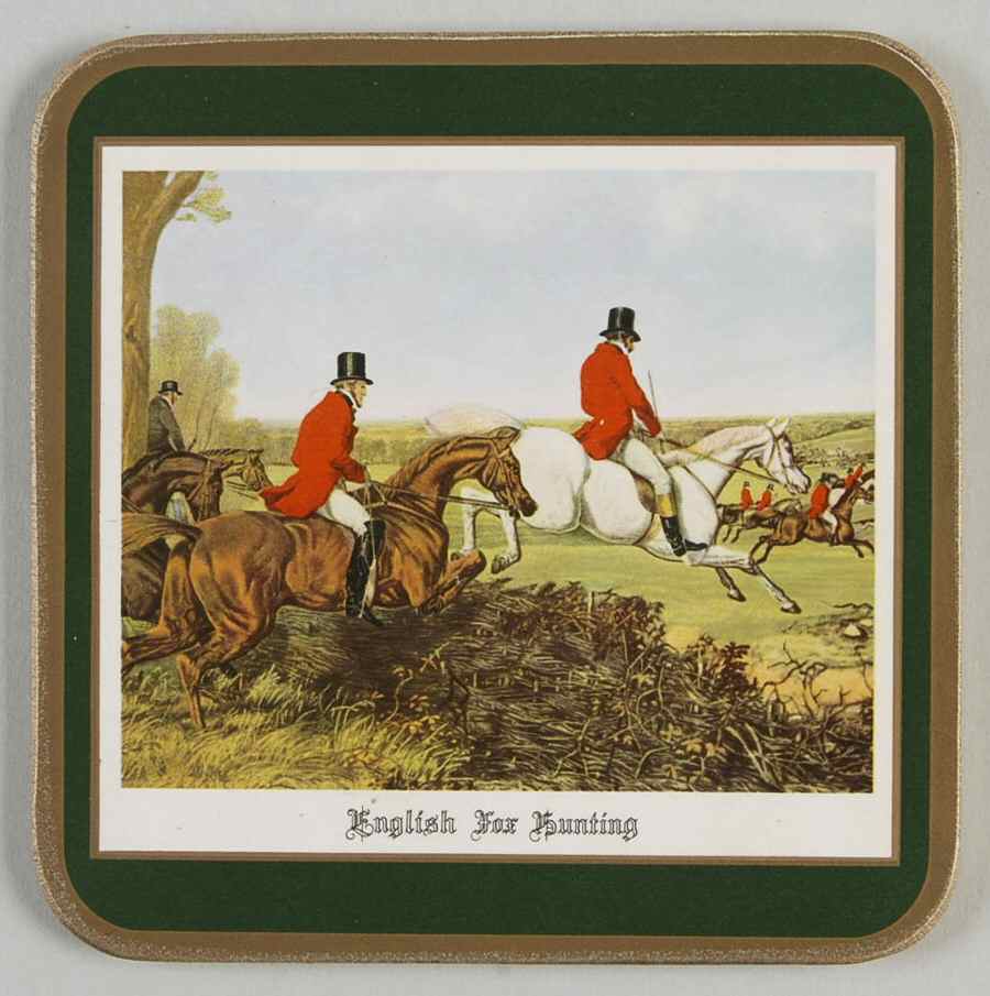 Herring Hunt, The Hunt (Green, Scalloped) Square Corkback Coaster by Spode-1