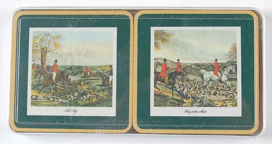 Herring Hunt, The Hunt (Green, Scalloped) Square Corkback Coaster - Set of 6 Motifs 7-12 by Spode-1