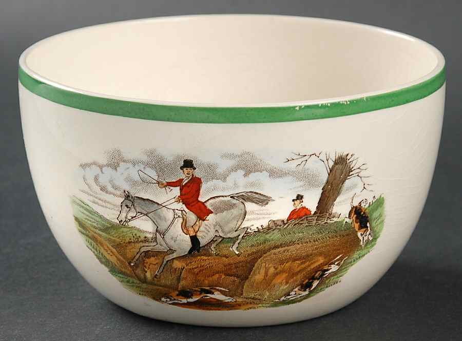 Herring Hunt, The Hunt (Green, Scalloped) Rice Bowl by Spode-1