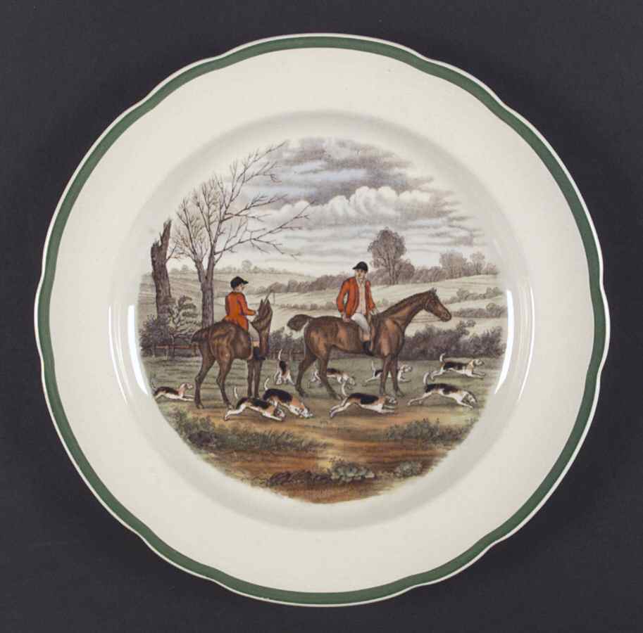 Herring Hunt, The Hunt (Green, Scalloped) Dinner Plate by Spode-1