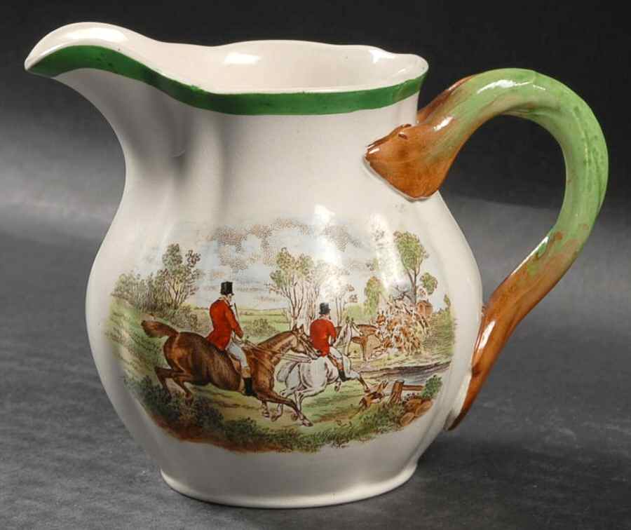 Herring Hunt, The Hunt (Green, Scalloped) Creamer by Spode-1