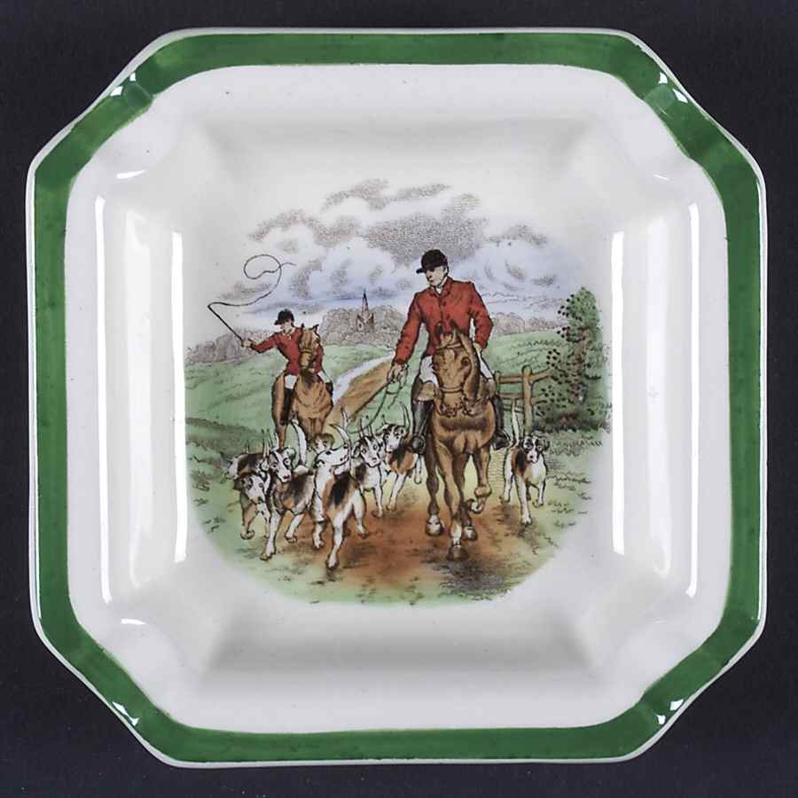 Herring Hunt, The Hunt (Green, Scalloped) 4" Ashtray by Spode-1