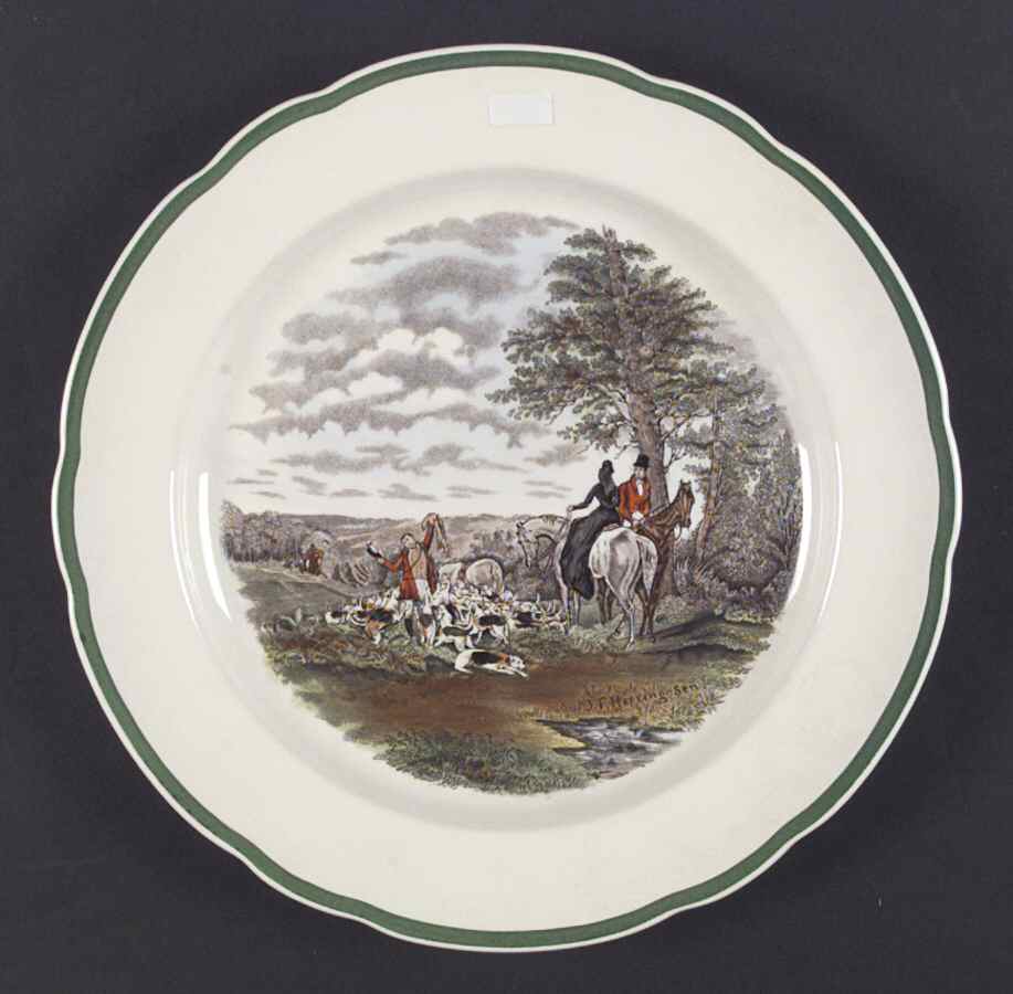 Herring Hunt, The Hunt (Green, Scalloped) Dinner Plate by Spode-1