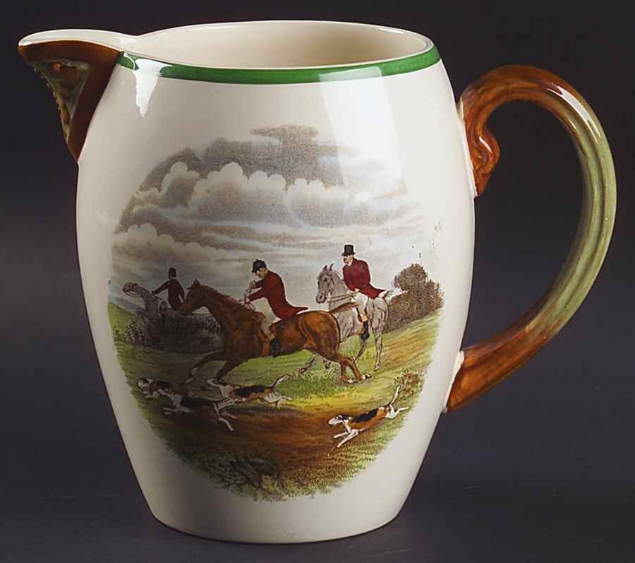 Herring Hunt, The Hunt (Green, Scalloped) 48 Oz Jug by Spode-1