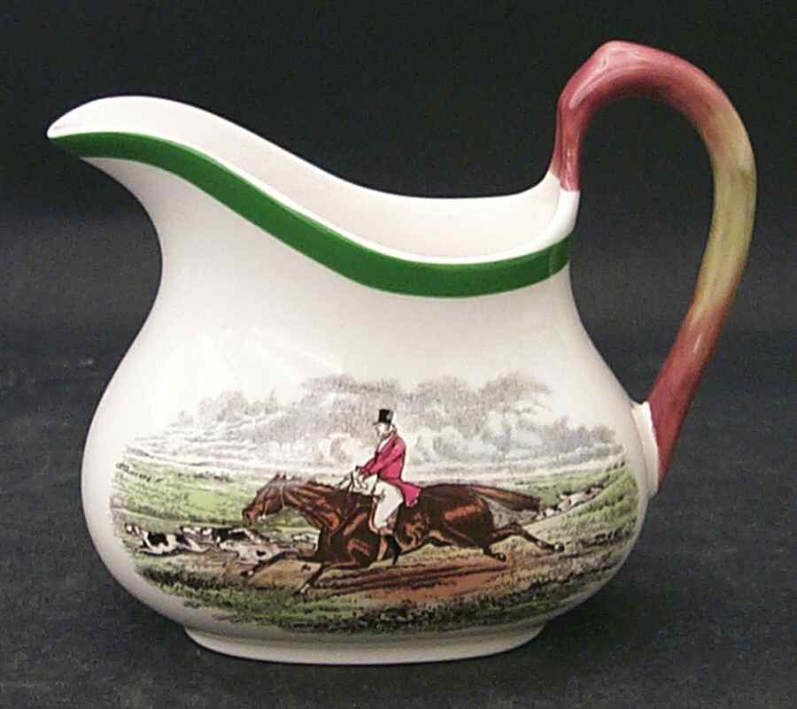 Herring Hunt, The Hunt (Green, Scalloped) Creamer by Spode-1