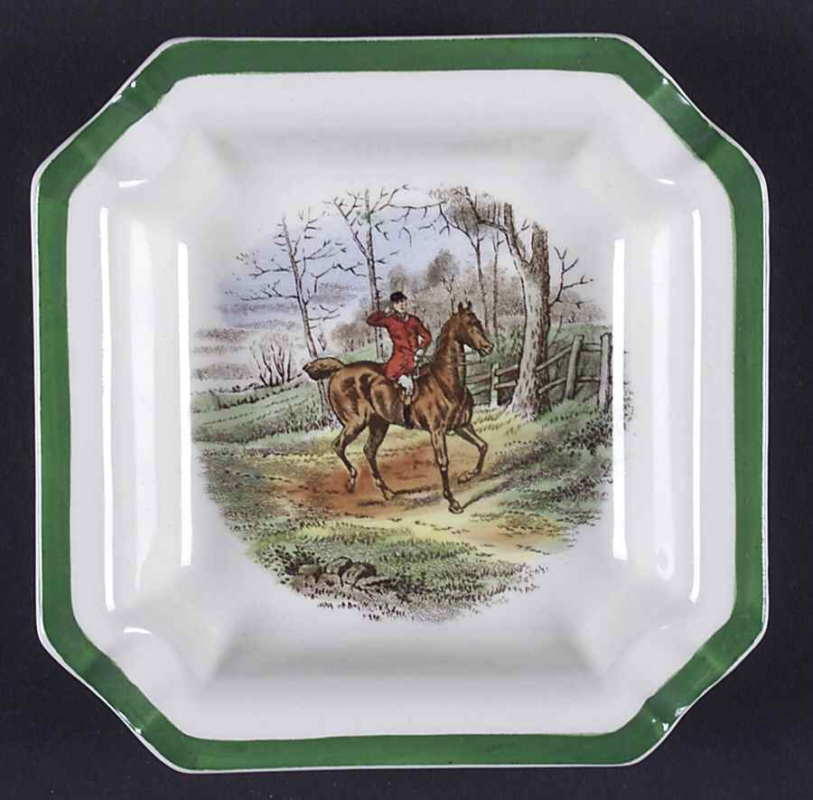 Herring Hunt, The Hunt (Green, Scalloped) 4" Ashtray by Spode-1