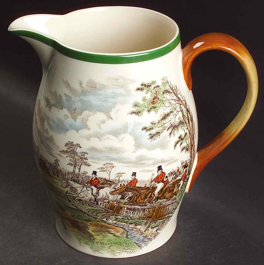 Herring Hunt, The Hunt (Green, Scalloped) 64 Oz Liverpool Jug by Spode-1