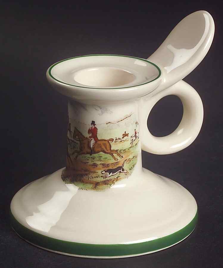 Herring Hunt, The Hunt (Green, Scalloped) 2" Candlestick by Spode-1