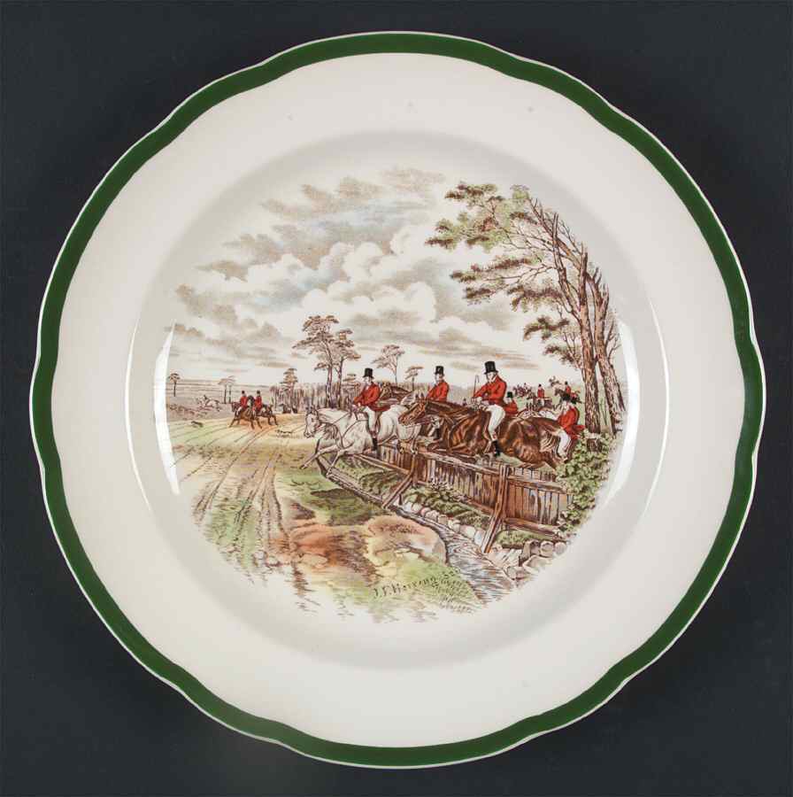 Herring Hunt, The Hunt (Green, Scalloped) Dinner Plate by Spode-1