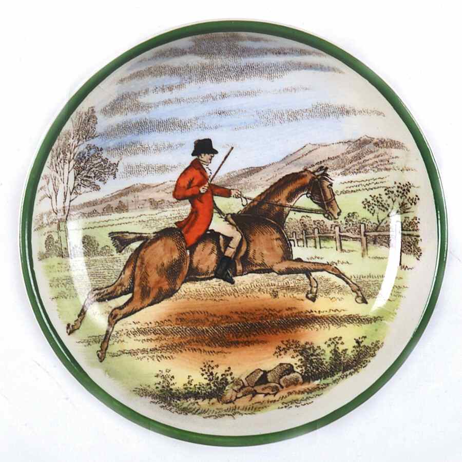 Herring Hunt, The Hunt (Green, Scalloped) Butter Pat by Spode-1