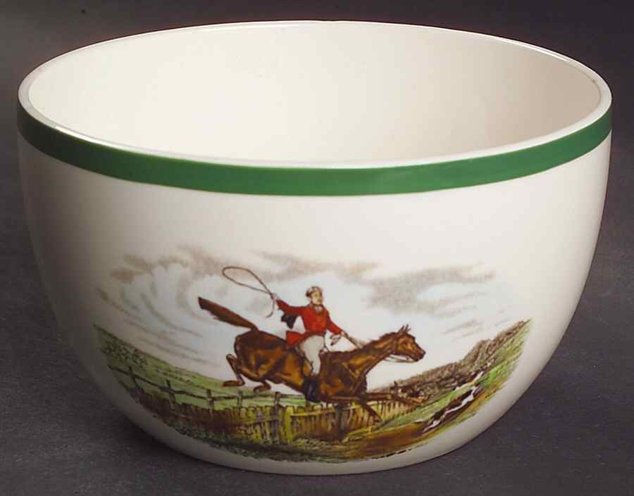Herring Hunt, The Hunt (Green, Scalloped) Rice Bowl by Spode-1