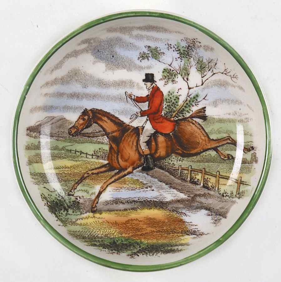 Herring Hunt, The Hunt (Green, Scalloped) Butter Pat by Spode-1