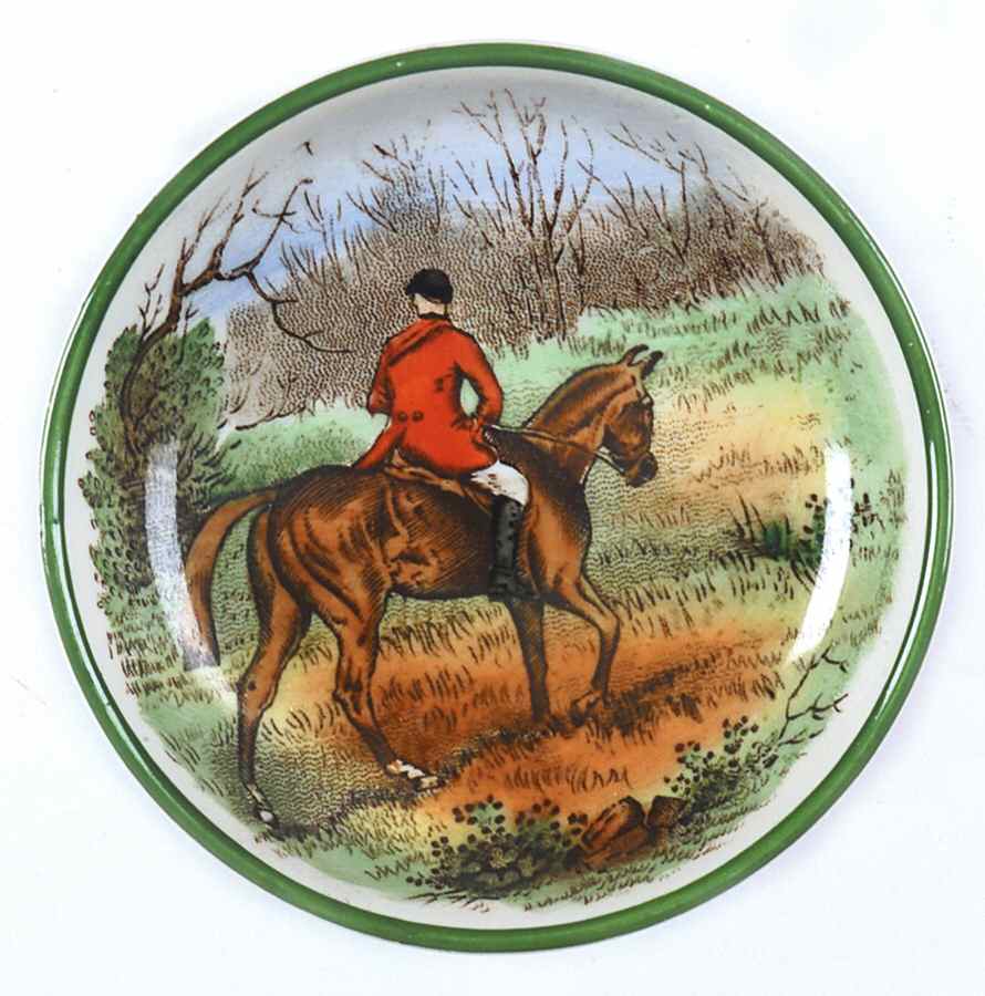 Herring Hunt, The Hunt (Green, Scalloped) Butter Pat by Spode-1